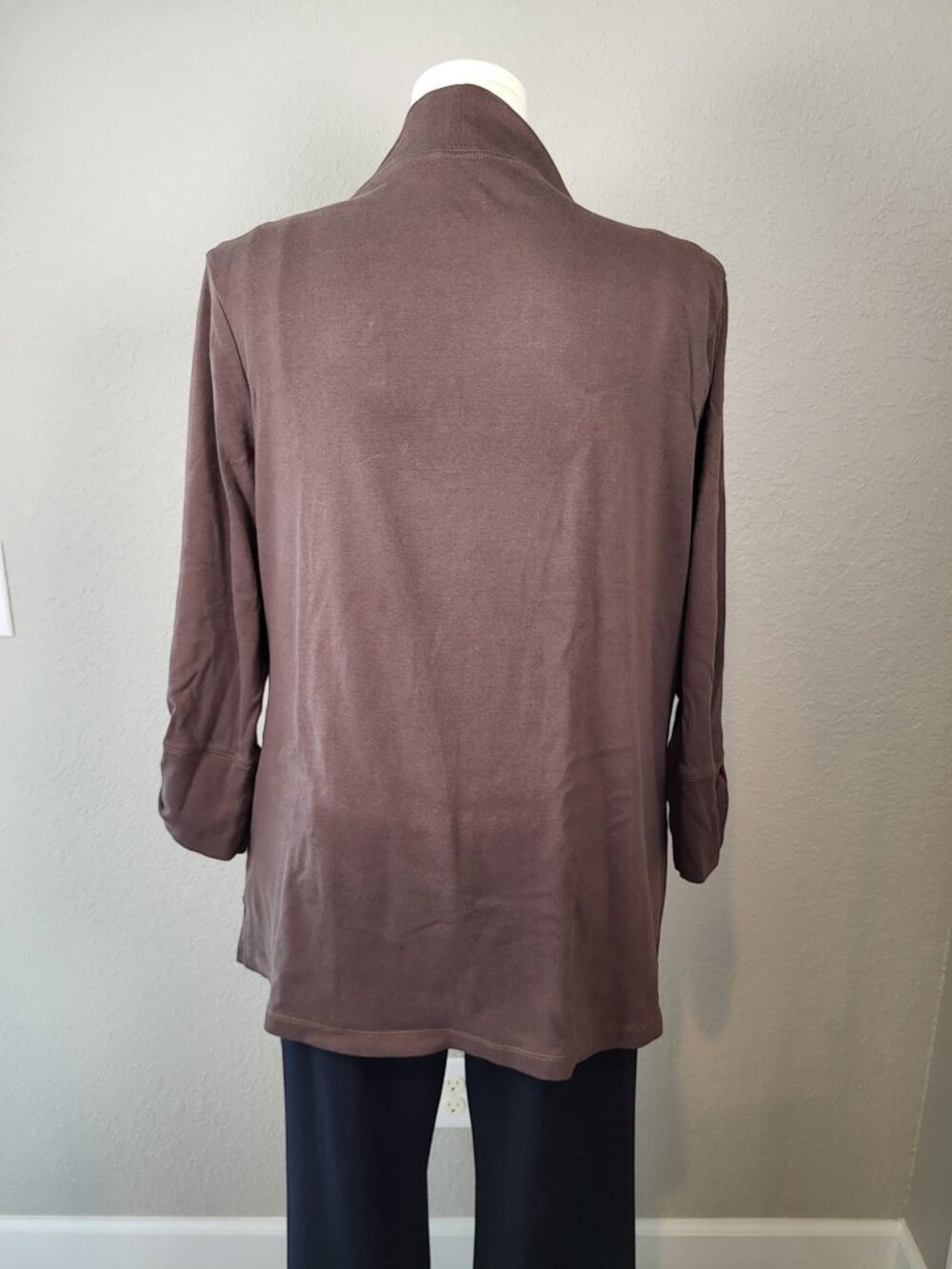 Kim Rogers Plus Size Brown Open-Front Cotton Cardigan 2X - Picture 4 of 10